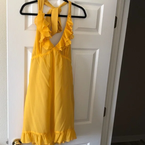 Betsey Johnson bright yellow halter dress. - Picture 1 of 12